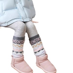 Tongxingyuan Girls Fair Isle Leggings Fleece Lined Winter Pants Knitted Warm Bottoms For Children - Product Image 5