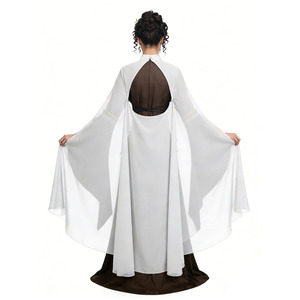 Vestido Medieval de Corte con Capa, Línea A, Satén, Cuello Alto, Cintura Imperio, Disfraz de Halloween, Vestido para Fiesta de Juego de Rol - Product Image 3