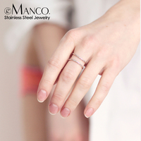 Bague ouverte double bande géométrique classique en acier inoxydable EMANCO pour femme, bijoux pour le quotidien, vente en gros, dropshipping