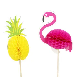 Flamingo Cupcake Toppers Sinh Nhật Trang Trí Dứa Hawaii Nguồn Cung Cấp Bên Bánh Topper