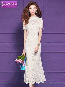 Vestido <span class=keywords><strong>de</strong></span> Mujer FMY71018 <span class=keywords><strong>de</strong></span> Verano, Elegante, Estilo Dama, Corte Ajustado, Cola <span class=keywords><strong>de</strong></span> Pez, con Patrón <span class=keywords><strong>de</strong></span> Crochet Calado - Product Image 2