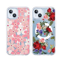 Coque magnétique TPU pour iPhone 15 Pro Luxury Business Design Tropical Plant Flower Pattern Antichoc 16E 17 AIR