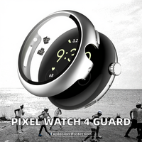 Protecteur d'écran en verre trempé 2.5D anti-explosion pour Pixel Watch 4 et étui de montre en polycarbonate rigide, ensemble 2 en 1