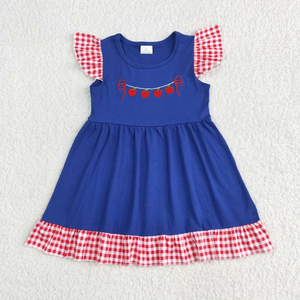 Longlv Toddler Baby Girl Boy Back School Outfits Apple Embroidery Short Sleeve Tops Plaid Shorts Spandex/Cotton Summer <b>Clothes</b> - Product Image 3