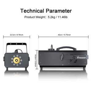 SHEHDS 1500W RGB LED Fog Machine 9x3W <b>Lights</b> DMX & Remote Control Fog Effect Machine for Stage Shows Weddings - Product Image 2