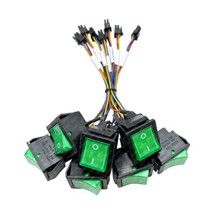 Interruptor basculante LED verde con cable, 4 pines, 2 posiciones, 1A 250V AC/DC, montaje en panel, SPST independiente para alimentación de equipos - Product Image 1
