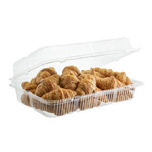 Bandeja de pastelería con bisagras de plástico desechable de alta calidad, Material PET reciclable de 125 oz, cajas de pan para embalaje de alimentos - Product Image 1