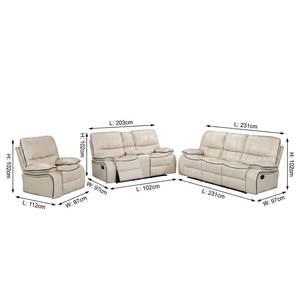 Modern 3+2+1 Manual Adjustable PU Leather Sofa Set with Contrast Color Trim and Center <b>Console</b> Cup Holder for Living Room - Product Image 3