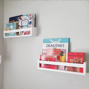 Youlike Lot de 3 étagères flottantes blanches pour étagère murale pour chambres d'enfants, étagères murales en bois massif pour livres - Product Image 3