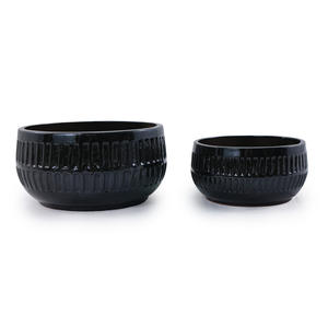 Ensemble de 2 pots de fleurs modernes en céramique émaillée durables pour une utilisation en intérieur/bureau et en jardin pour les fleurs/plantes vertes - Product Image 5