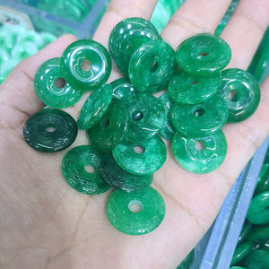 JF7356 подлинный натуральный камень зеленый нефрит круглая монета пончик Очаровательные Подвески - Product Image 2