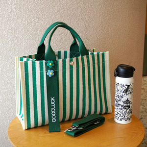 BF Wholesale <strong>Fabric</strong> <strong>Bags</strong> Striped Versatile Handbag Large Capacity Document Canvas Fashion Crossbody <strong>Bag</strong> With Adjustable Strap - Product Image 3