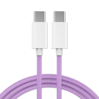 Kabel Data pengisian daya cepat, kabel Data pengisian daya cepat, USB C, Tipe C ke Tipe C, kepang nilon 1M, untuk iPhone 15 pro max