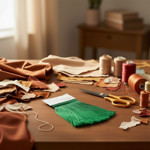 Cinta de Flecos de Poliéster Verde Ilan Flecose de 15x150cm para Manualidades y Moda - Product Image 3