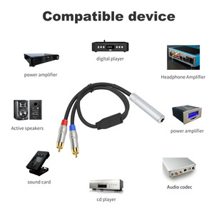 คุณภาพสูง6.35mm 1/4 TRS <span class=keywords><strong>สระ</strong></span>สเตอริ<span class=keywords><strong>โ</strong></span>อแบบคู่ RCA 1ถึง2 Y ชนิดสายสัญญาณเสียงและ6.35mm เป็น RCA วิดี<span class=keywords><strong>โ</strong></span>อสายสัญญาณเสียง0.5M - Product Image 3