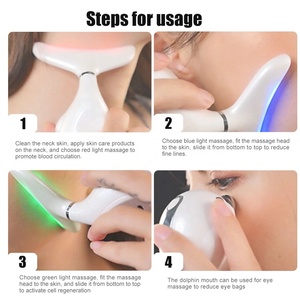 Masajeador de delfín pequeño 4 en 1 con luz para mujer, dispositivo de belleza de mano con características de masaje corporal de cuello claro colorido - Product Image 6
