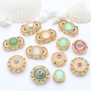 Bracelet de perles de sable incrustées d'or ancien avec perles intercalaires en zircon œil de chat et pierre de lune, composants de bijoux - Product Image 1