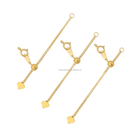 Chaîne d'Extension en Or Massif 14 Carats pour Bijoux avec Fermoir Réglable en Forme de Fleur, pour Bricolage Collier Bracelet