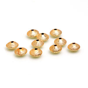 Perles d'espacement rondes en forme de soucoupe, petites, mates, givrées, plaquées or véritable, effet poussière d'étoile, 100 pièces/sac - Product Image 5