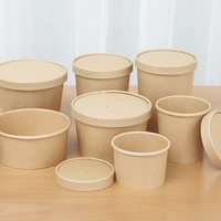 Bol en papier jetable, boîte d'emballage à emporter, bol en papier circulaire, seau à soupe, bol en papier pour salade