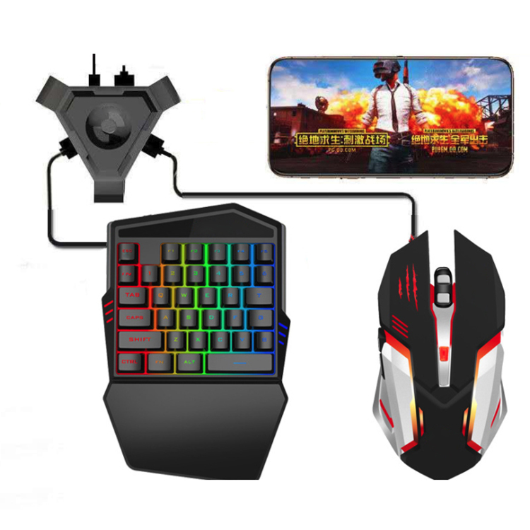 Waterproof Backlight 1.5m Mechanical One-hand Game Keyboard and Mouse Set For Mobile Laptop For Pubg Game