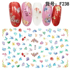 F231-F240卡通3D贴纸蝴蝶包裹指甲艺术花卉装饰贴花