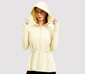 2024 nuevo estilo mujeres protección solar multifuncional elegante piel Sudadera con capucha cordón cintura-adelgazamiento deportes al aire libre chaqueta superior - Product Image 1