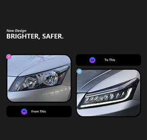 ชุดไฟหน้า LED 12V 30W สำหรับรถยนต์ Honda <span class=keywords><strong>Accord</strong></span> <span class=keywords><strong>G8</strong></span> รุ่นที่ 8 ปี 2008-2012 พร้อมไฟเลี้ยวแบบปีก  ชุดอัพเกรดตกแต่ง - Product Image 2