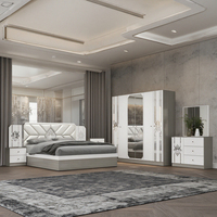 Ensemble de lit double de luxe moderne avec cadre en bois de haute qualité, design miroir, pour villa et chambre à coucher, avec rangement, taille King