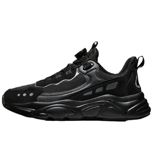 Chaussures de course en cuir tendance et confortables avec logo personnalisable, bouton rotatif et fermeture à pression, pour hommes et femmes, en maille respirante - Product Image 1