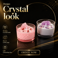 Bougie parfumée artisanale en cire de soja avec pierres précieuses colorées, dans un bocal en cristal, pour aromathérapie, cadeau mignon et romantique pour Diwali et Noël
