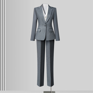 Ensemble de tailleur professionnel pour femmes, veste de tailleur grise pour le printemps et <span class=keywords><strong>l</strong></span>'automne, idéal pour les étudiantes et les entretiens - Product Image 5