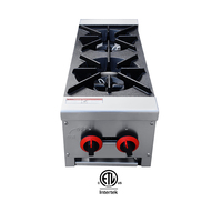 Certificat ETL approuvé en acier inoxydable 2 brûleurs gaz comptoir cuisinière équipement commercial pour restaurant et cuisine
