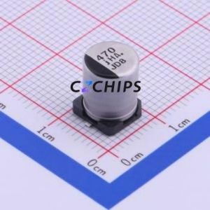 ตัวเก็บประจุอิเล็กโทรไลต์อะลูมิเนียมแบบ SMD รุ่น EEEHA0J471UP, ขนาด D8xL10.2 มม., ความจุ 470uF, ค่าความคลาดเคลื่อน 20%, แรงดันไฟฟ้า 6.3V, กระแสไฟฟ้า 300mA-120Hz - Product Image 1