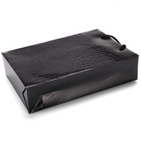Fabricant d'usine de sacs à provisions en papier crocodile de haute qualité avec logo personnalisé sac cadeau en papier noir brillant de luxe