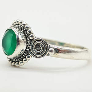 Bague en onyx vert naturel, ajustable, avec pierre précieuse, faite à la main, bijoux de mode pour femmes et hommes, finition lisse - Product Image 4