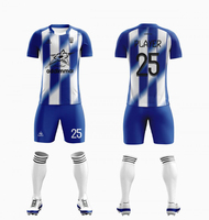 Set Jersey Sepak Bola Custom Sublimasi, Cepat Kering, Bernapas, Kain Jersey Sepak Bola Jacquard, Perlengkapan Latihan Sepak Bola
