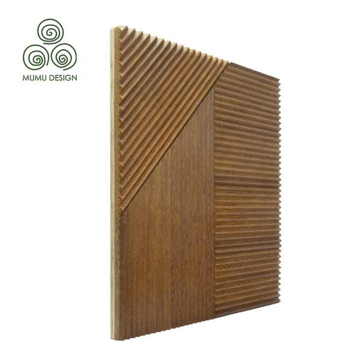 MUMU 3D Fluted Decor Facade Natural Pine Style Living Room Accent ...