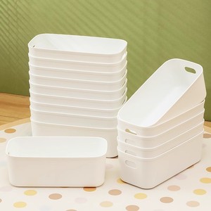 White Rectangle Plastic <b>Storage</b> Bins Stackable <b>Kitchen</b> Organization <b>Boxes</b> For Snacks Socks Minimalist Design - Product Image 2