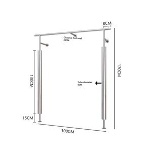 Scaffale appendiabiti da parete in acciaio inossidabile Dy Simple Stable, espositore per vestiti e <span class=keywords><strong>scarpe</strong></span> <span class=keywords><strong>con</strong></span> ripiano piccolo - Product Image 2