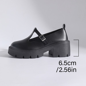 British Style Mid-Heel for Women Autumn New Thick-Soled Large Size Platform Shoes Wholesale - Product Image 6