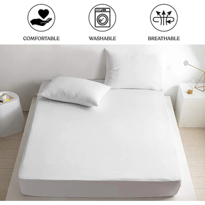 Chất lượng cao 100% bông trắng khách sạn đồng bằng nhuộm được trang bị tấm Ga Trải Giường tùy chỉnh thoáng khí và thoải mái khách sạn Trắng tấm ga trải giường - Product Image 2