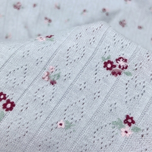 Mềm Polyester Rayon Spandex Đan Tùy Chỉnh Hoa Sắc Tố In 200gsm Jacquard Sườ<span class=keywords><strong>n</strong></span> Pointelle Vải Cho Loungewear - Product Image 2