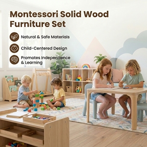 Muebles de Madera Maciza para Preescolar Montessori, Mesa y Silla para Aula de Jardín de Infancia, Armario de Almacenamiento para Guardería, Equipo para Aula Escolar - Product Image 3