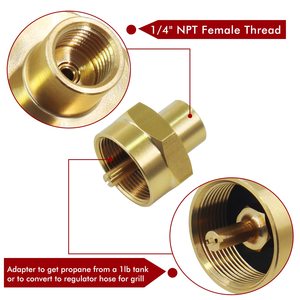 1lb פרופן בקבוק גז מתאם פליז מיכל פליז מיכל עם 1/4 "חוט נשיים - Product Image 3