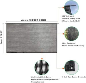 Rete Parasole Portatile e Mobile per Camper, Tenda Parasole Nera per Caravan, Tessuto a Rete per RV - Product Image 6