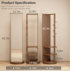 <span class=keywords><strong>Espejo</strong></span> de cuerpo entero, <span class=keywords><strong>espejo</strong></span> de piso de madera maciza con <span class=keywords><strong>Perchero</strong></span> de 66 "x 12" con soporte, espejos largos para dormitorio y sala de estar - Product Image 2