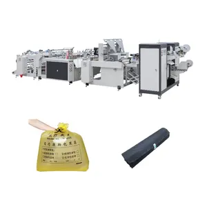 Heavy Duty Hdpe Plastic Cornstarch Biodegradable Drawstring Rope Tie Garbage Trash Bin Continuous Rolled Type Bag Making Machine