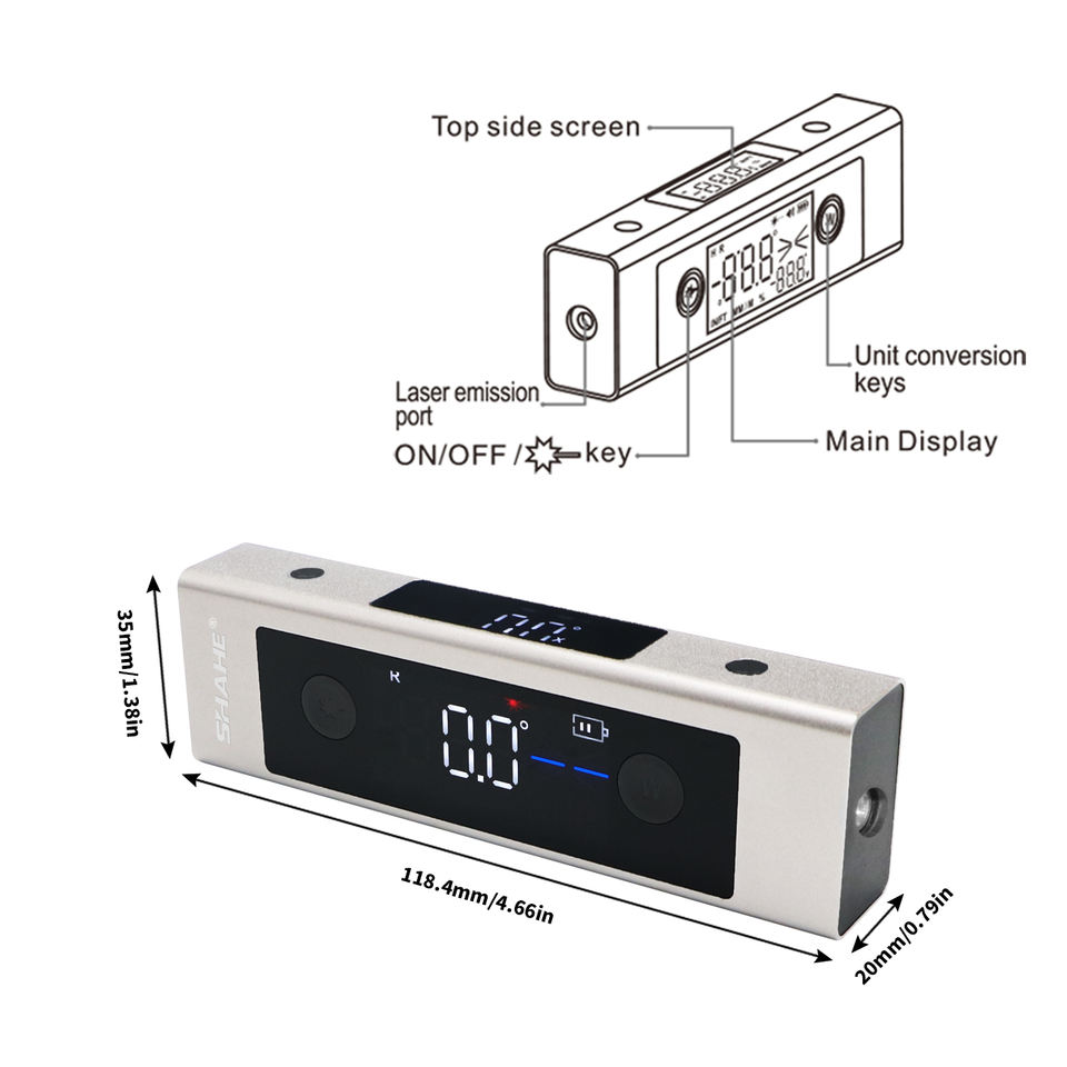 SHAHE Double Laser Angle Ruler Protractor Digital Inclinometer ,Dual ...