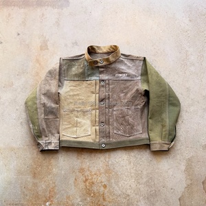 OEM Factory <b>Custom</b> <b>Denim</b> <b>Jacket</b> Streetwear Vintage Patchwork Jean Coats <b>Denim</b> Fabric Heavyweight Loose <b>Denim</b> <b>Jacket</b> Men - Product Image 1